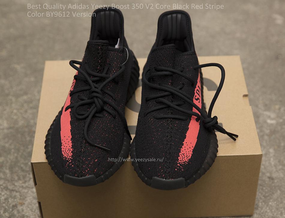 Best Quality Yeezy Boost 350 V2 Core Black Red Stripe Color BY9612 Version