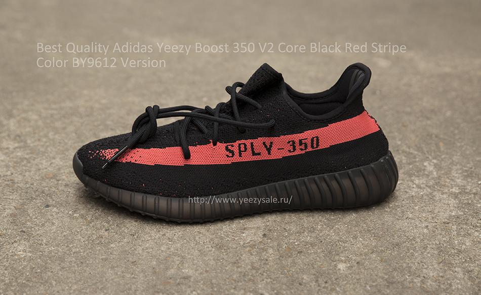 Best Quality Yeezy Boost 350 V2 Core Black Red Stripe Color BY9612 Version