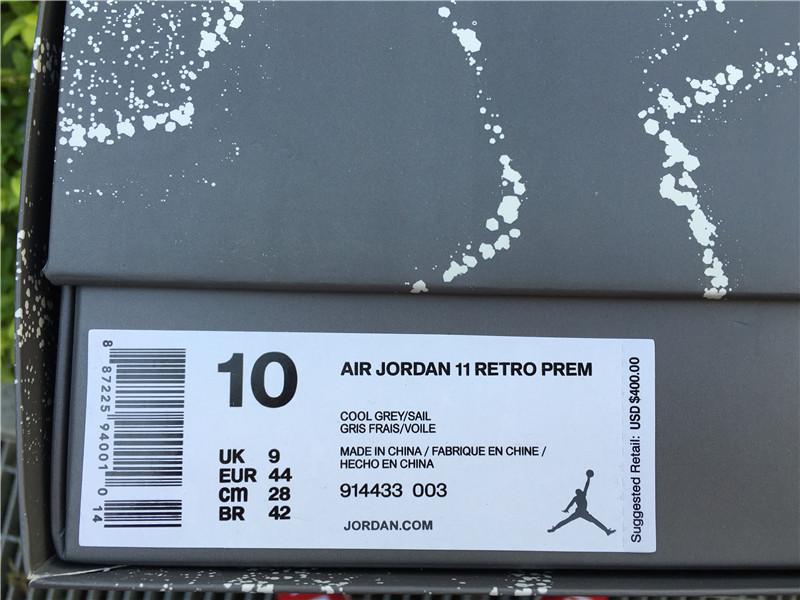 Authentic AIr Jordan 11 PRM Grey Suede