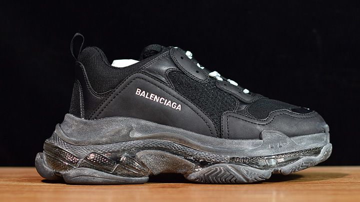 Balenciaga Black Triple S Leather Sneakers For Men