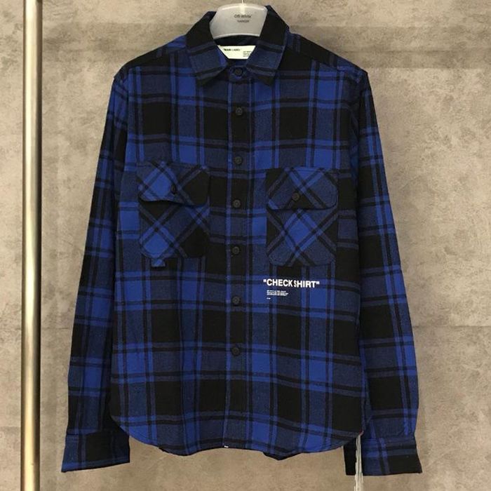 off white check shirt blue