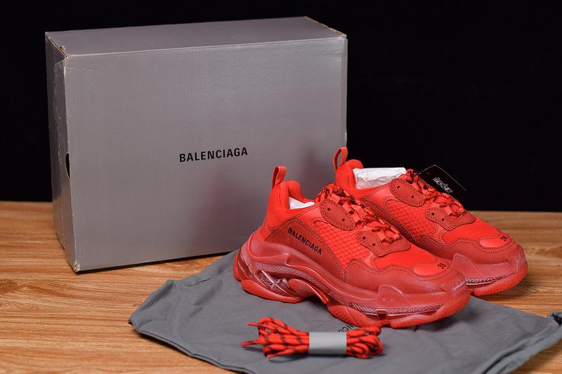 Balenciaga Triple S Clear Sole Trainers Red Color Released