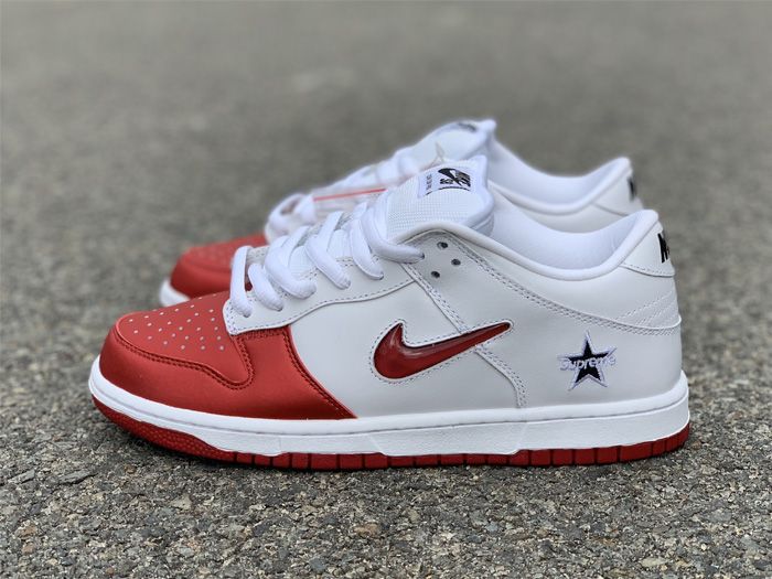 Supre- x SB Dunk Low CK3480-600 White Red Sale