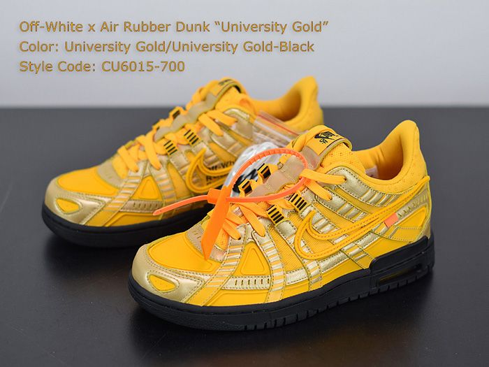Off-White x Air Rubber Dunk University Gold CU6015-700 Released Sale