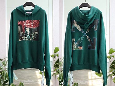 Off White 20FW Green Colorful Religious Pattern Print Hoodie Released