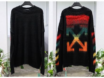 Off White 20FW Mohair Sweater Black Red Colorful Sale