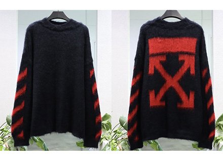 Off White 20FW Mohair Sweater Black Red Sale