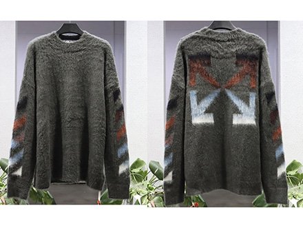 Off White 20FW Mohair Sweater Ice Cream Color Sale