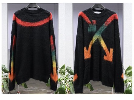 Off White 20FW Mohair Sweater Red Black Colorful Sale
