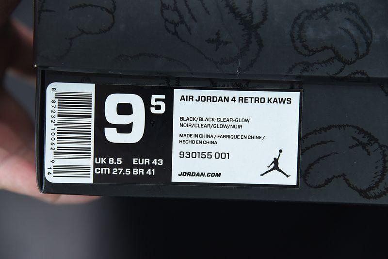 KAWS x Air Jordan 4 Black Clear Glow 930155-001 Released